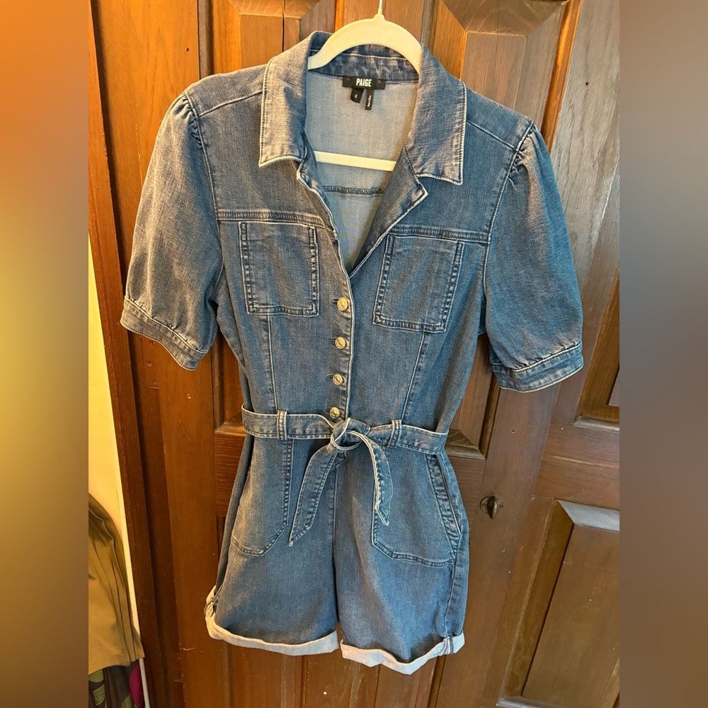 PAIGE Blue Button-Front Jumpsuit